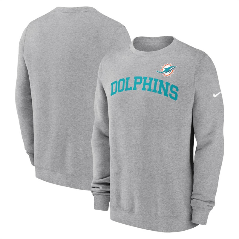 Men's Miami Dolphins Heather Grey Club Pullover Sweatshirt Men's Miami Dolphins Heather Grey Club Pullover Sweatshirt